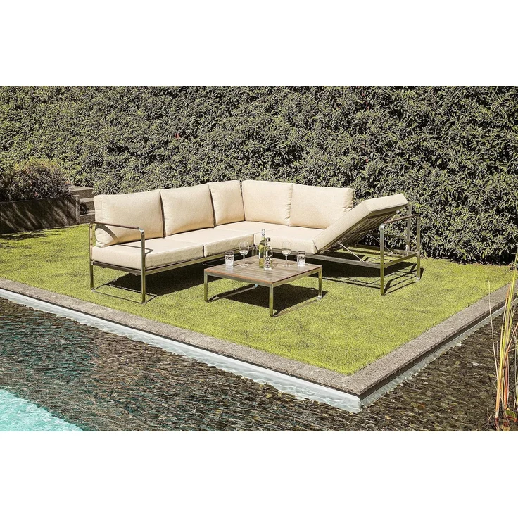 greemotion 'Sydney' Lounge-Set, 4-teilig, Edelstahl-Ecksofa-Set mit Tisch und Polstern – Bild 3