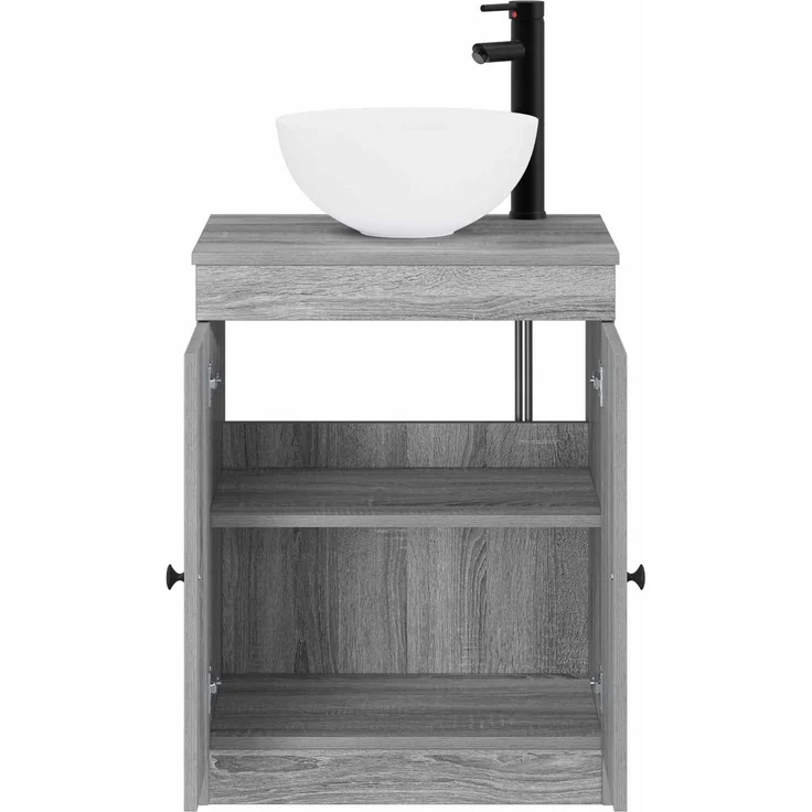 vidaXL Waschbeckenschrank Grau Sonoma 54 x 41 x 100 cm Holzwerkstoff 3404219 – Bild 3