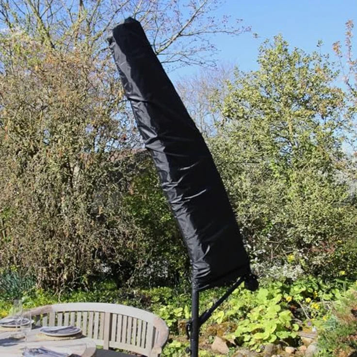 Monstershop Sonnenschirm, Sechseckig 300x300 cm, Creme, UV-beständig, mit Kurbelmechanismus und Gratis Regenhülle – Bild 9