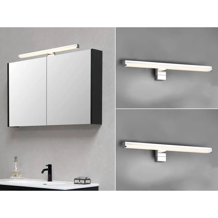 LED Badezimmer Wandleuchten 2er Set in Chrom - Spiegelleuchten, Breite 40cm