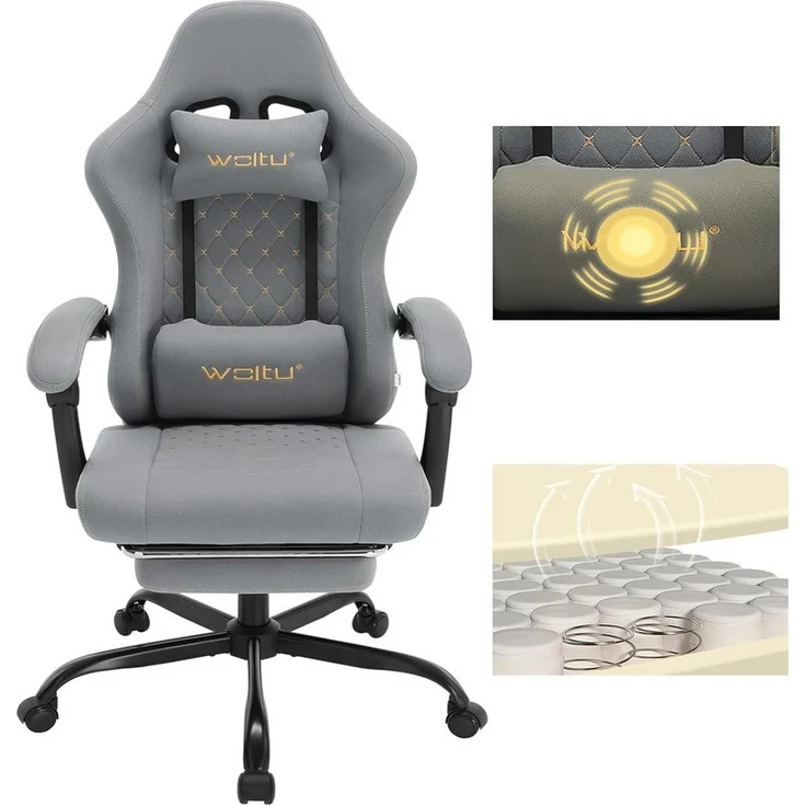 Woltu Gaming-Stuhl (1 St), mit Massagefunktion, ergonomisch, 150 kg, Netzstoff – Bild 5