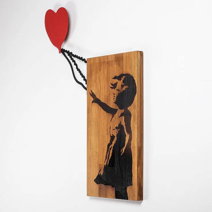 dekoratives Wandaccessoire aus Holz, 'Ma-366', 83 x 3 x 60, Nussbaum, Schwarz – Bild 6