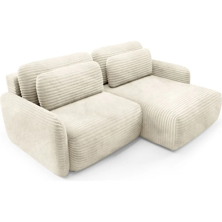 Ecksofa Schlafsofa Sofa SIMONE in Stoff Ambience Creme Ottomane Rechts – Bild 2