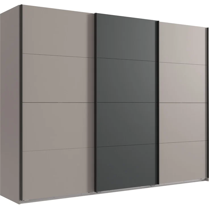 Schwebetürenschrank Kleiderschrank 270cm 3-türig Zubehör Sand Grau u. Anthrazit – Bild 1