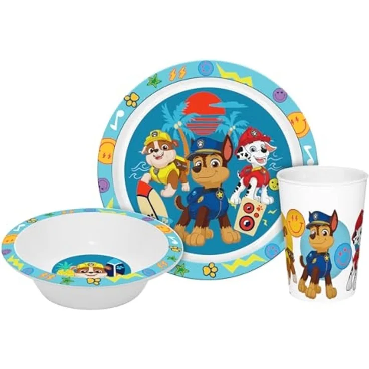 Geda Labels GmbH Kindergeschirr-Set Paw Patrol Boys (3-tlg), PP, Blau, 21,5 x 21,5 x 8,5, spülmaschinengeeignet
