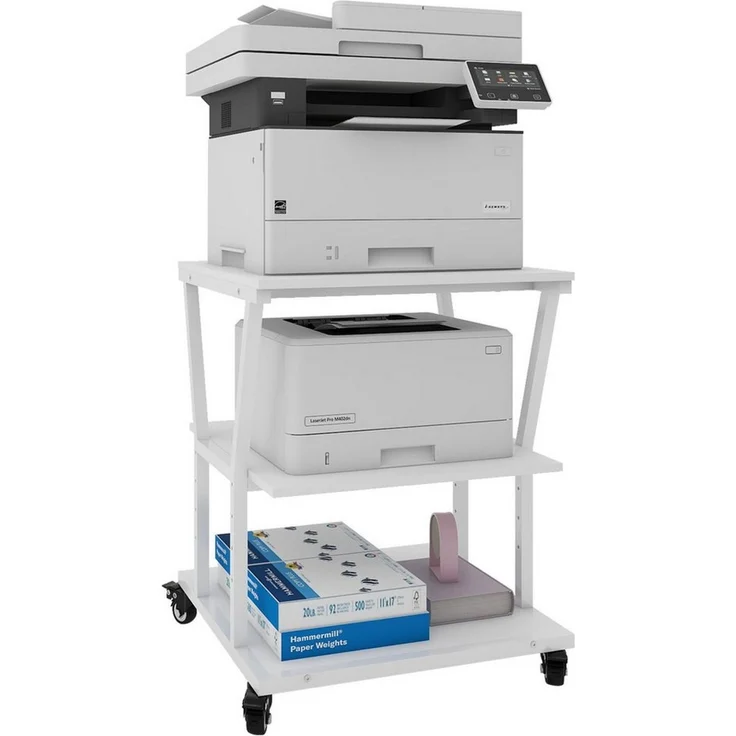 PUNCIA Druckertisch 3 Schichten 50x50cm Heim Büro mit Raddrucker Aufbewahrungshalter Tisch (1-St), 4-stufig höhenverstellbare Mittelebene, 140 kg Tragkraft – Bild 1