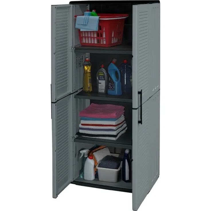 GarPet Garten-Geräteschrank Gartenschrank Kunststoff Balkon Schrank Wetterfest Haushaltsschrank