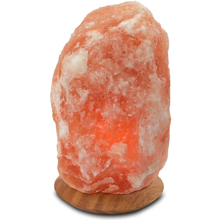 Beleuchteter Salzkristall ROCK, ca. 4-6 kg, mit Holzsockel