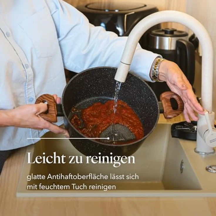 FLORINA Aluminiumtopf MASTER BLACK 28 cm 6.5L | Antihaftbeschichtung | Für alle Herdarten inkl. Induktion | Ergonomische Soft-Touch-Griff | Deckel mit Silikonrand | Hitzebeständig | Leicht zu reinigen – Bild 8