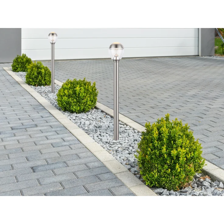 2er Set ausgefallene LED Wegeleuchten aus Edelstahl in Silber, Höhe 99cm – Bild 5
