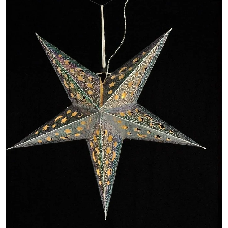 Meinposten LED-Lichterkette Weihnachtsstern Ø 43 cm Papier-Stern LED Weihnachtsdeko – Bild 3