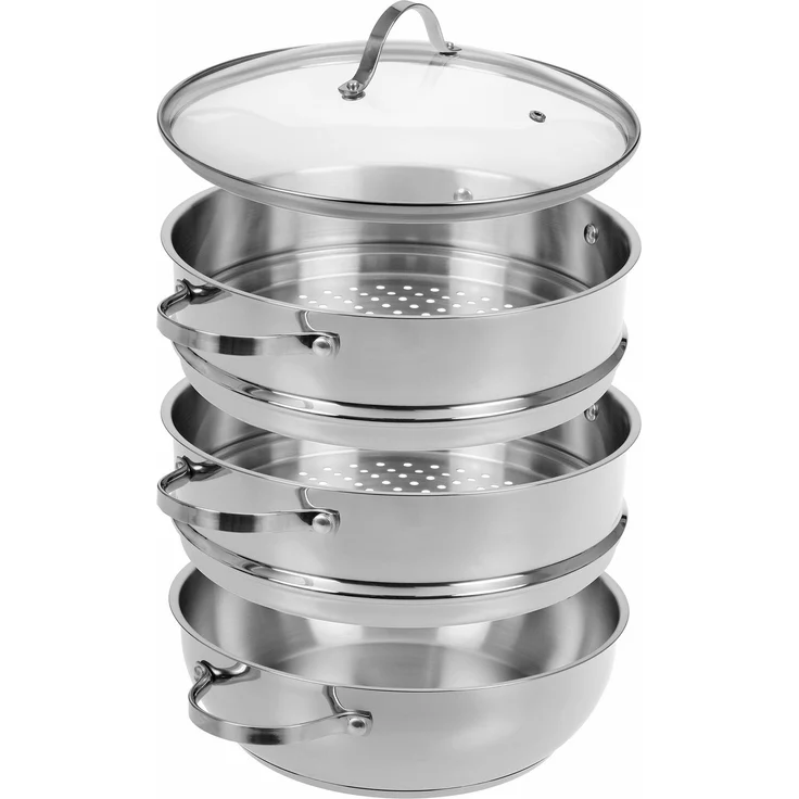 GRÄWE Dampfgarer/Servierpfanne 28 cm mit zwei Dampfeinsätzen, Serie Pro-Line – Bild 2