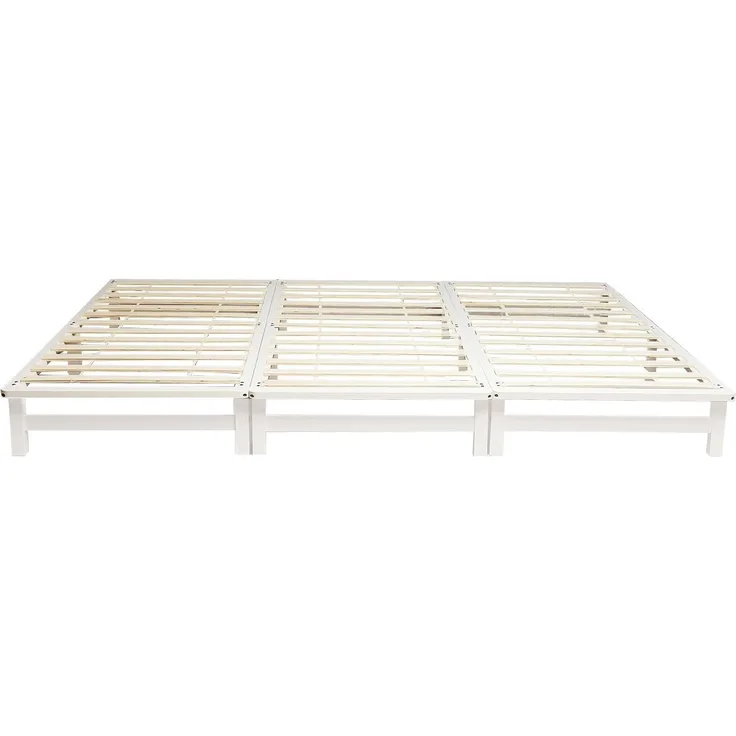 Homestyle4u Familienbett Palettenbett, Massivholzbett Weiß, 270x200 cm