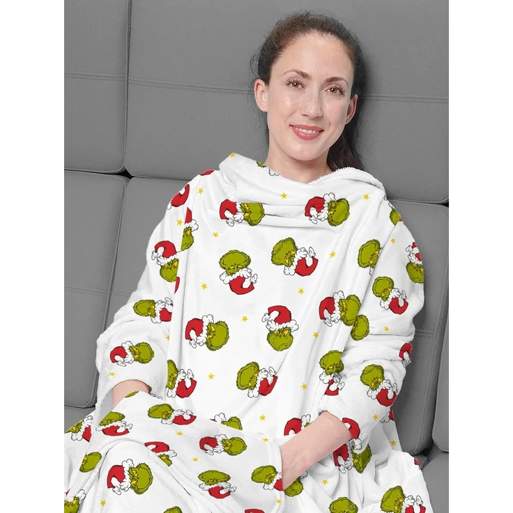 Wohndecke The Grinch TV Decke mit Ärmeln und Taschen Kuscheldecke 130 x 170 cm, United Labels® – Bild 3