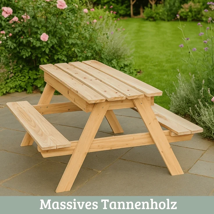 Kinder Picknicktisch KLEIS - 100cm, Massives Tannenholz, Extra Stauraum | Kindersitzgruppe Picknickbank Sitzgruppe Aussen Bank Sitzbank Gartenbank – Bild 3