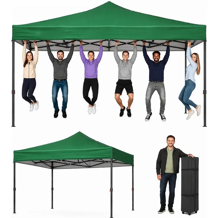 Aoxun Faltpavillon 3x3m Wasserdicht Stabil, Pop Up Pavillon mit Handtasche, UV-Schutz 50+ Gartenzelt Inkl. Rolltasche, Sandbags, Partyzelt Fuer Camping, Strand, Hochzeit und Outdoor Shelter, Grün