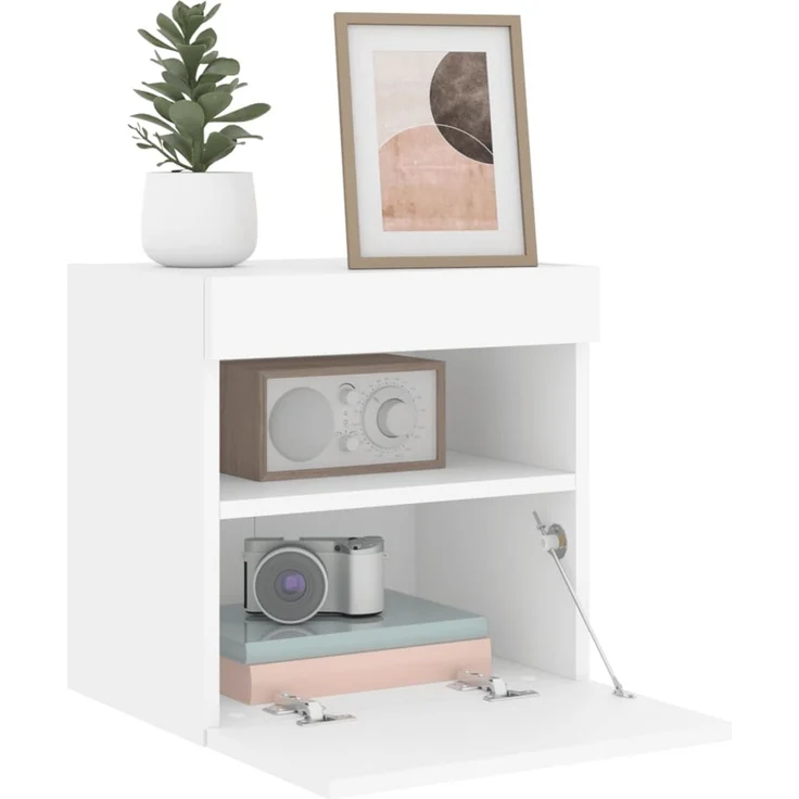 2 pcs TV-Wandschrank, TV Hängeboard mit LED-Leuchten. Weiß 40x30x40 cm – Bild 6