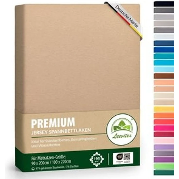 leevitex® Spannbettlaken Spannbettlaken Premium Elasthan, Gummizug: rundum, blickdicht, Anti-Pilling, 97% Baumwolle, 3% Elasthan, 40 cm Steg – Bild 6