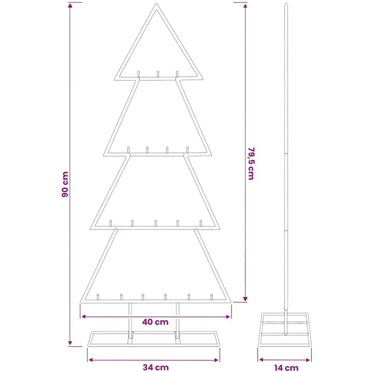 vidaXL Metall Weihnachtsbaum KUOPIO 90 cm Stahl Weiß 42053823 – Bild 7