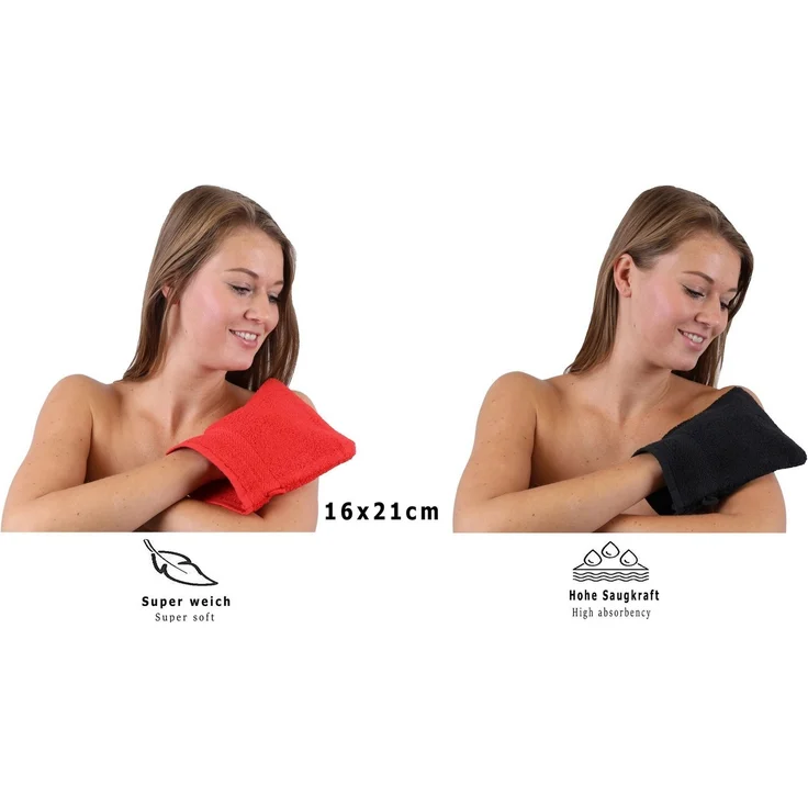 Betz Waschhandschuh 10 Stück Premium 16x21 cm Farbe rot und schwarz, (Set, 10-St) – Bild 3