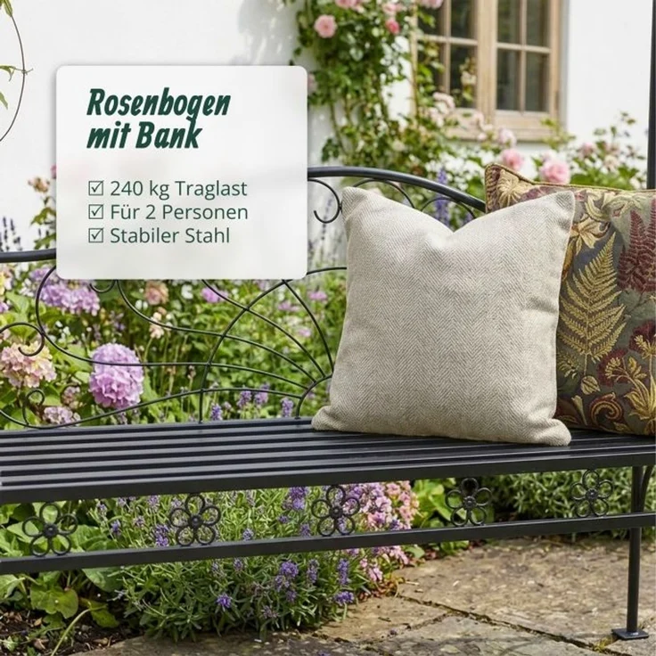 Relaxdays Rosenbogen mit Gartenbank – Bild 7