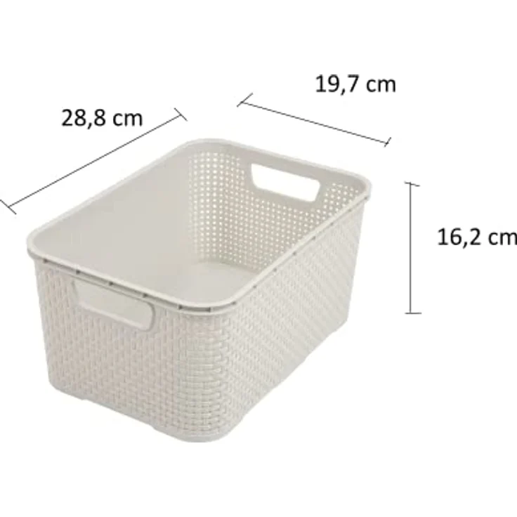 BranQ - Home essential Kunststoff Korb in Rattan Design 3er Set Grösse M 10l, PP, Creme – Bild 3