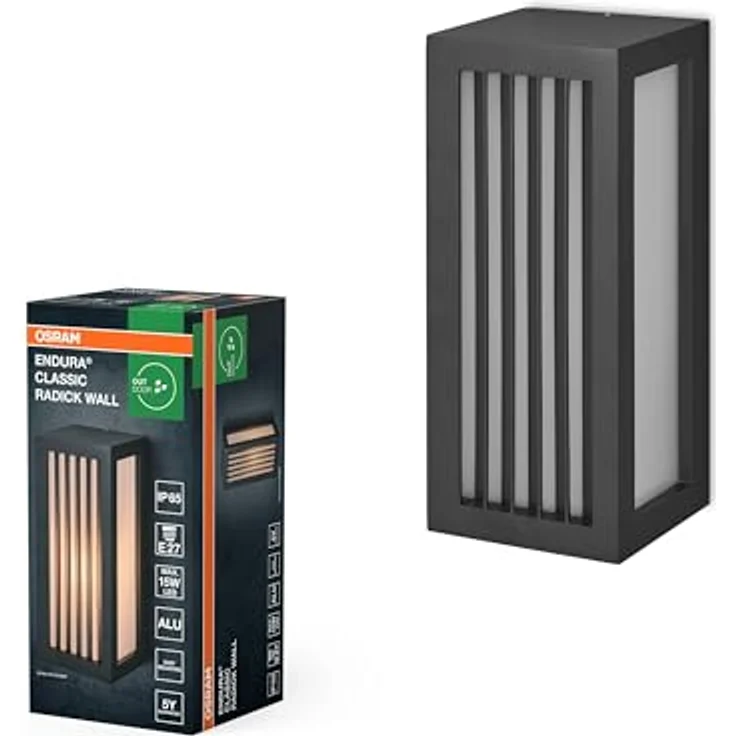 Osram ENDURA CLASSIC RADICK W Außenleuchte, Wandleuchte, E27-Fassung, dunkelgrau, Aluminium, schnelle & einfache Installation, mattierter Diffusor, IP65 Schutzklasse, Anwendung im Außenbereich – Bild 6