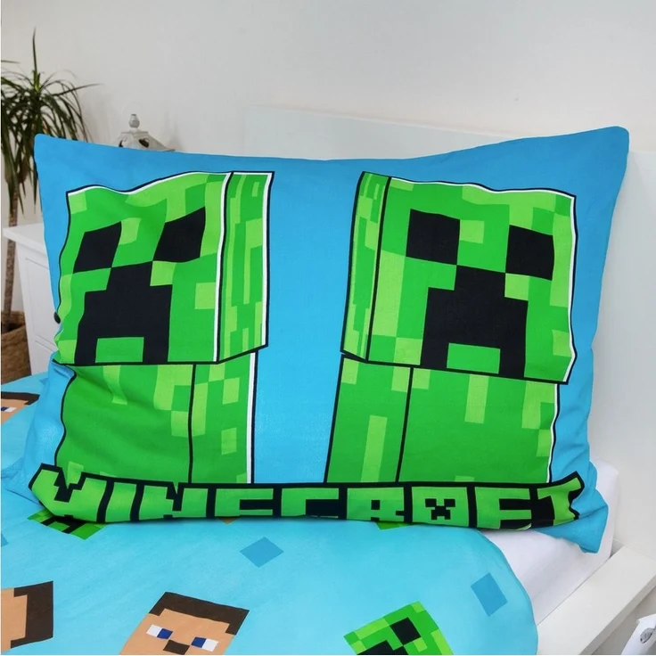 Minecraft Bettwäsche Minecraft leuchtende Wende Bettwäsche Kopfkissen Set135/140x200cm, Baumwolle, 2 teilig, Wendemotiv mit Reißverschluss – Bild 3