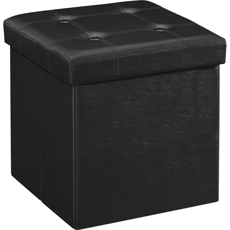 Songmics Sitzbank mit Stauraum belastbar bis 300 kg, Kunstleder, schwarz, 38 x 38 x 38 cm, LSF30B