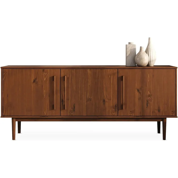 IDIMEX Sideboard TECCA, Anrichte mit 3 Türen, Massivholz im Mid-Century Design Kastanie farben
