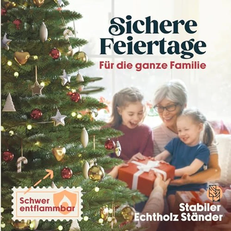Premium Weihnachtsbaum künstlich 220cm - Naturgetreu, dichte Zweige, Künstlicher Weihnachtsbaum mit Holzständer und Aufbewahrungstasche – Tannenbaum künstlich von Pure Living – Bild 9