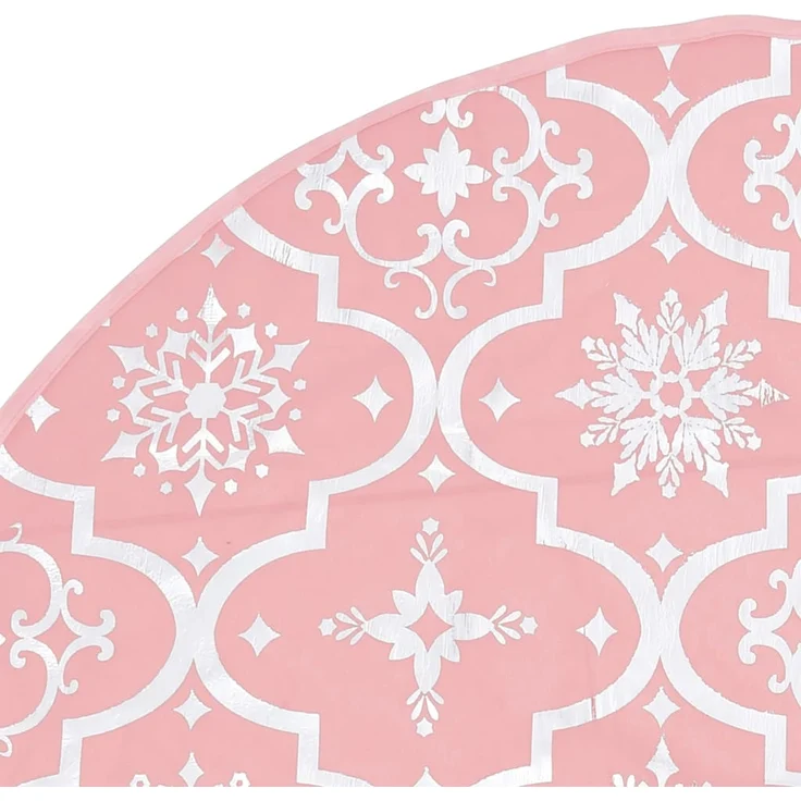 vidaXL Luxus-Weihnachtsbaumdecke mit Socke Rosa 90 cm Stoff 330284 – Bild 5