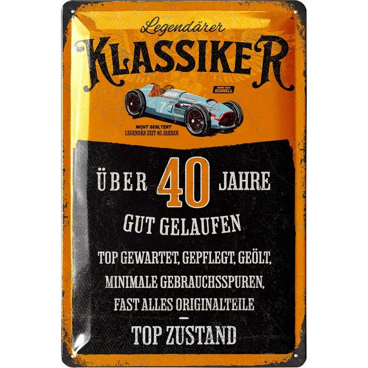 LANOLU Blechschild Geburtstag Klassiker 40 Jahre - 20x30cm – Metall – Mehrfarbig – 20217