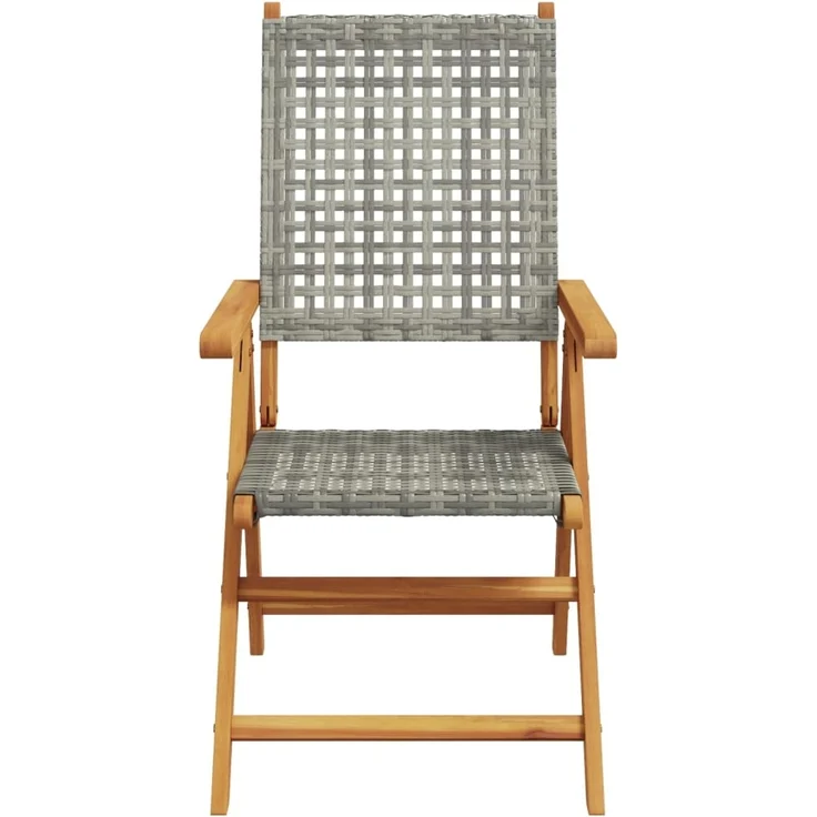 vidaXL Gartenstuhl Verstellbar 8 Stk. Grau Poly Rattan Massivholz 3214525 – Bild 3