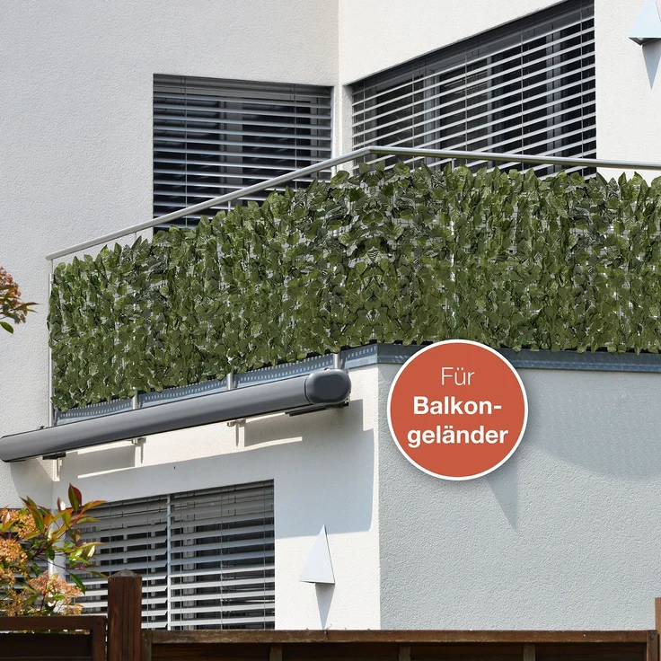 ELONEO Balkon Sichtschutz wetterfest, 300 x 75 cm in Blätteroptik, Balkonverkleidung inkl. 20 Kabelbindern, Sichtschutz Zaun, Sichtschutz Garten, Sichtschutz Terasse, grün – Bild 3