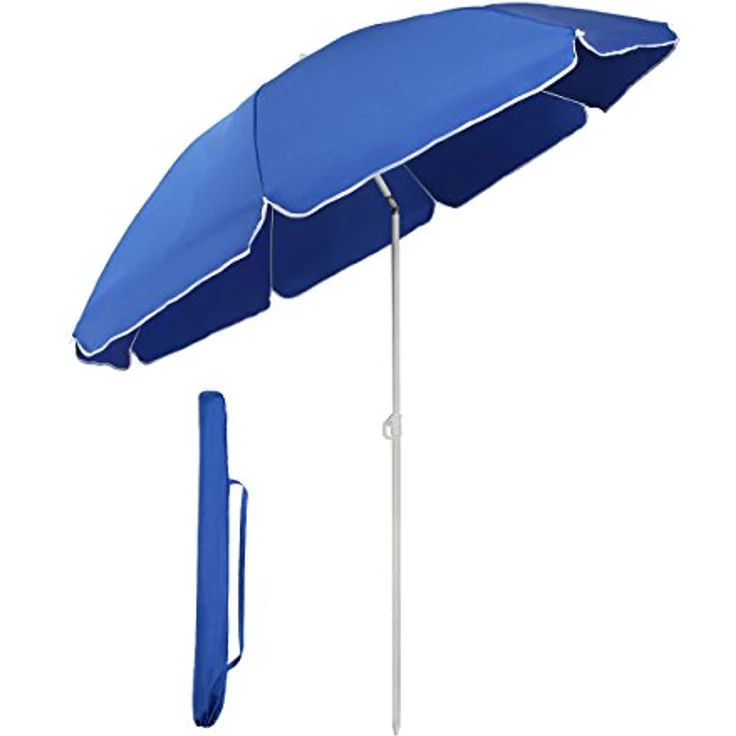 Sekey Sonnenschirm mit Schutzhülle, Neigungswinkel und Höhe verstellbar, Polyester blau, 160 cm – Bild 2