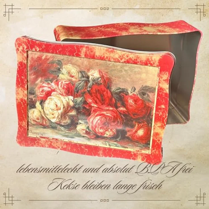 MediMuc Keksdose nostalgische Keksdose, Rosendose, Rosengemälde des Malers Renoir – Bild 6