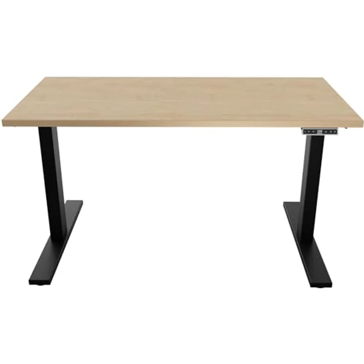 Höhenverstellbarer Schreibtisch E-WonderTech, EWT1606014, Platte 014 ahorn, Gestell 333 schwarz H 630-1280 x B 1600 x T 600 – Bild 1