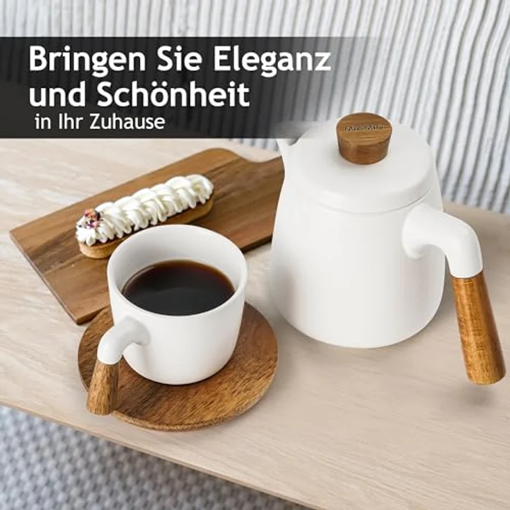 MiaMio Teeservice Teekannen Set inkl. 4 Tassen (5-tlg), Keramik – Bild 3