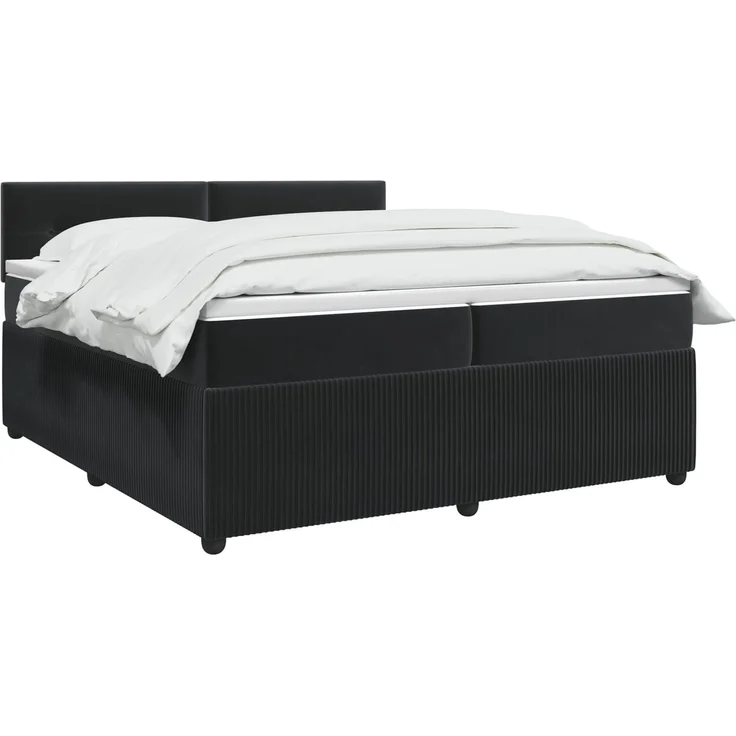 vidaXL Boxspringbett mit Matratze Schwarz 200 x 200 cm Samt 3451747 – Bild 3