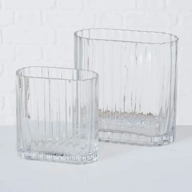 BOLTZE Tulipa Vase klar, 2er Set aus Glas, 15-18 cm