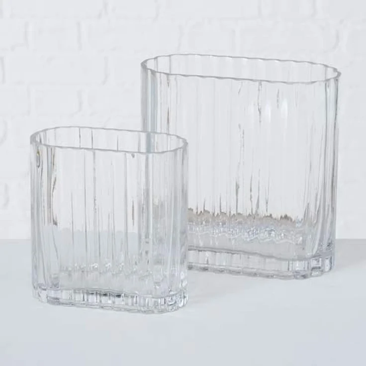 BOLTZE Tulipa Vase klar, 2er Set aus Glas, 15-18 cm