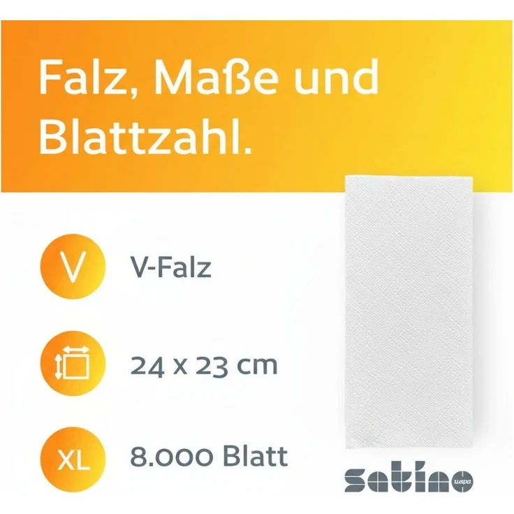 SATINO Papierhandtuch 2-lagig - 4.000 Papierhandtücher - ZZ-Falz - 24 x 23 cm (8000-St) – Bild 2