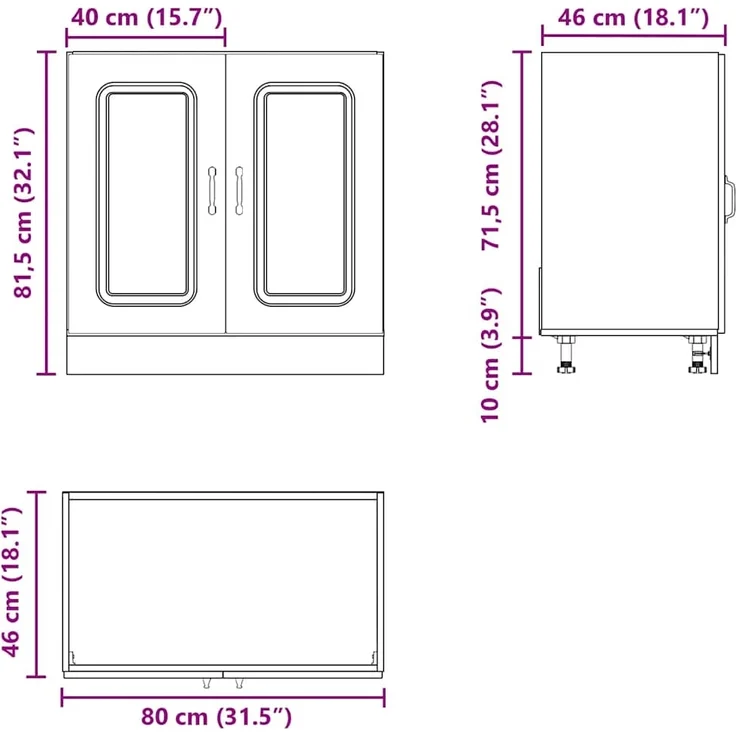 vidaXL Spülenunterschrank Kalmar Betongrau 80x46x81,5 cm Holzwerkstoff 853451 – Bild 10