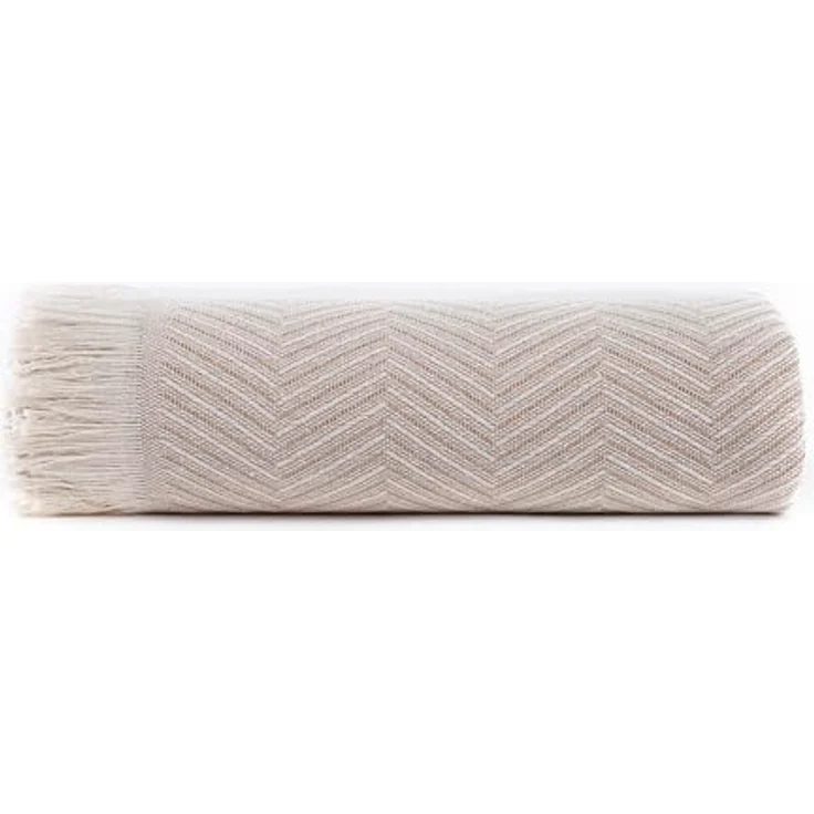 Todocama Mehrzweck-Tagesdecke, Tagesdecke, Überwurf für Bett, Sofaüberwurf, Jarapas, Fischgrätenmuster (230x260 cm, Sandbeige). – Bild 2