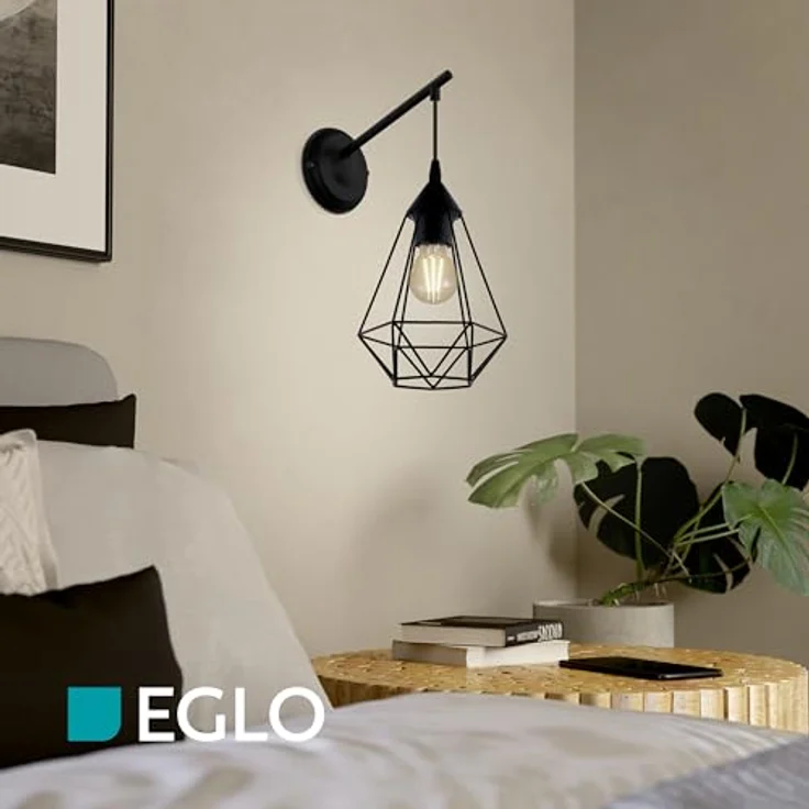 Eglo 49081 Wandleuchte TARBES E27 1X40W Stahl schwarz L:15,5cm H:37,5cm dimmbar – Bild 6