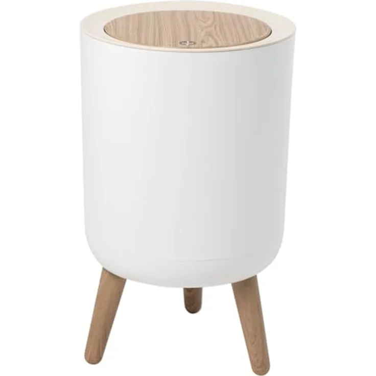 KITCHEN MOVE Push Eimer MALMO, Touch Abfalleimer 7L in Holzfarbe, ideal für Bad und Küche – Bild 1