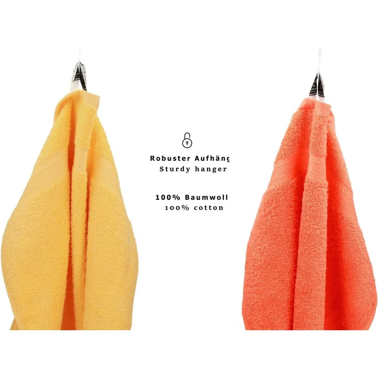 Betz Handtuch Set 12-TLG. Handtuch-Set Premium honiggelb/blutorange, Baumwolle, (12-tlg) – Bild 2