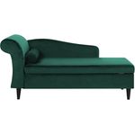 Chaiselongue Samtstoff smaragdgrün linksseitig LUIRO