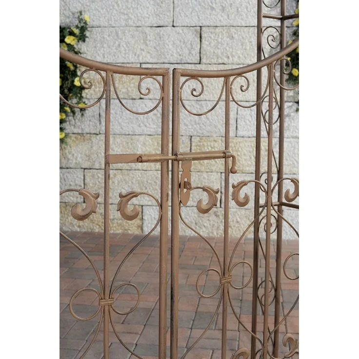 Rosenbogen WEIMAR mit Tor - 135x41,5x245cm, Metall, Antik-Braun | Rankhilfe Rosen Rankgitter Gartendekoration – Bild 5